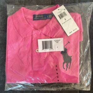 POLO Ralph Lauren BOY Mesh Cotton Shirt (SS) - PINK - Size 6